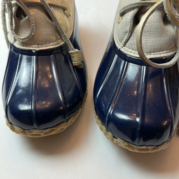 Jack Rodgers Chloe Rain/ snow boots with a whipstitch blue and gold . - Picture 8 of 11